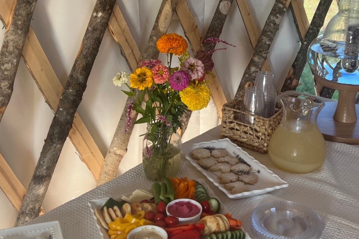 a vase filled with flowers sitting on a table